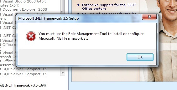 windows2008解决必须使用角色管理工具安装或配置 NET3.5 sp1问题