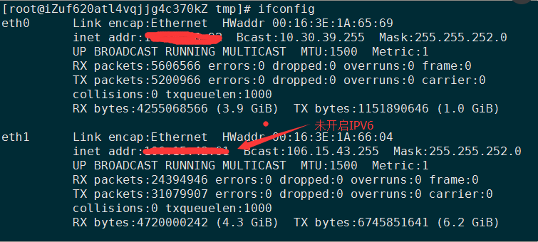 linux云服务器如何查看是否开启IPV6插图1