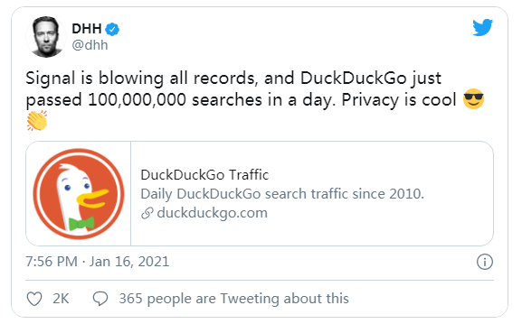 关注隐私的搜索引擎DuckDuckGo日搜索量首次超过1亿次插图1