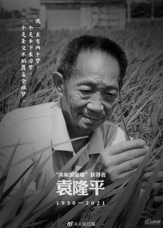 “杂交水稻之父”袁隆平院士逝世 享年91岁