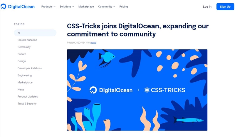 DigitalOcean宣布收购CSS技巧分享网站CSS-Tricks
