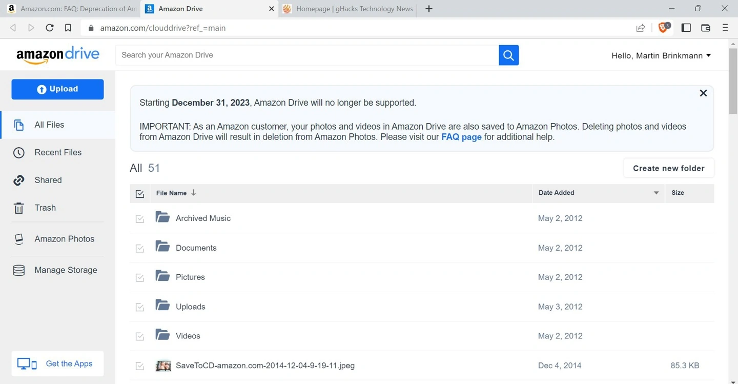 亚马逊免费云存储服务 Amazon Drive 明年正式关停插图1 亚马逊免费云存储服务 Amazon Drive 明年正式关停插图1