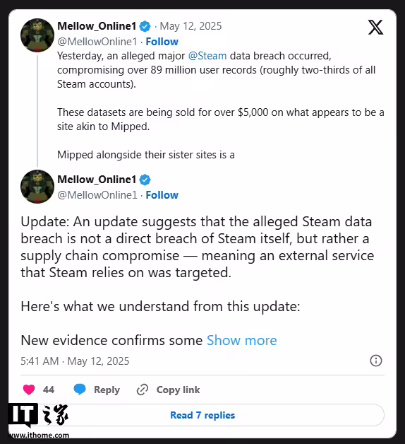 约 8900 万条 Steam 账户信息在暗网待售，用户游戏库面临风险插图
