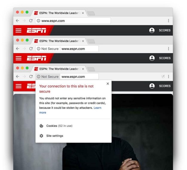 Google Chrome 68正式对所有不安全的HTTP网站发出警告信息