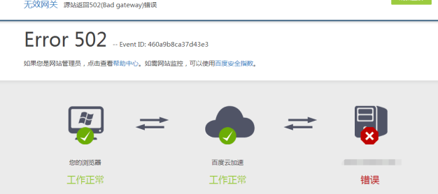 百度云加速提示:源站返回502(bad gateway)错误原因分析