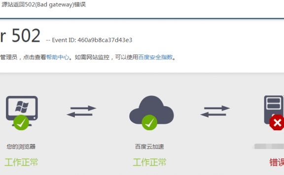 百度云加速提示:源站返回502(bad gateway)错误原因分析