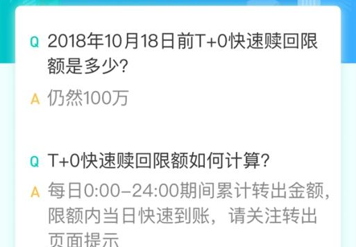 支付宝余利宝:当日快速赎回从100万元限额1万元