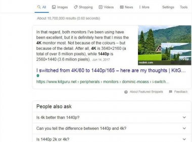 谷歌正测试突出显示与搜索内容匹配的网站内容