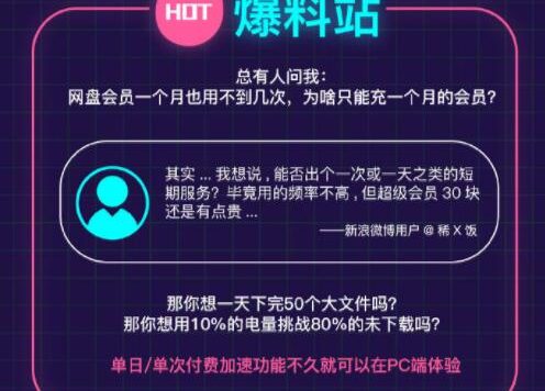 百度网盘：PC版将推出单日/单次付费加速功能