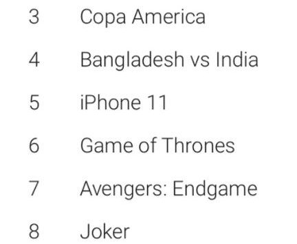 谷歌2019年度热搜榜前十排行榜