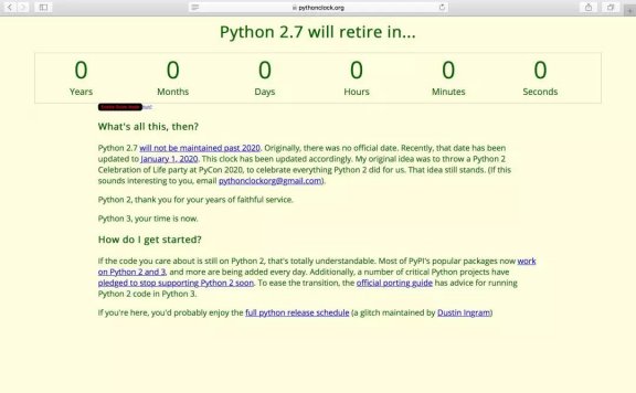 Python 2.7停止维护：2020年将不再更新