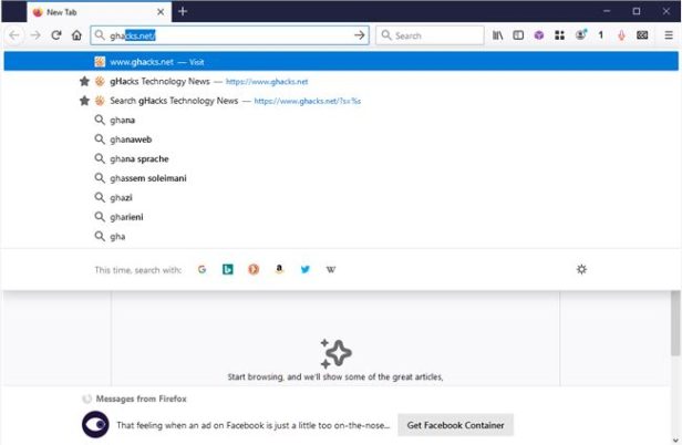 Firefox 75 从地址栏结果中删除 HTTPS 和 WWW