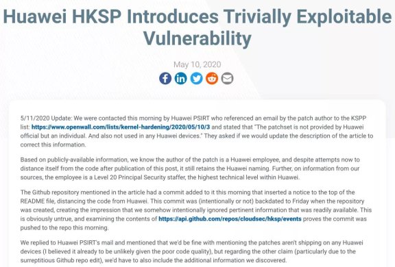 华为被抓小辫子：L20首席安全专家为Linux内核提交补丁被发现「漏洞」
