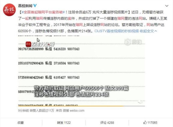 全国首起暗网平台案告破 注册会员超6万人