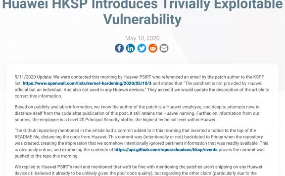 华为被抓小辫子：L20首席安全专家为Linux内核提交补丁被发现「漏洞」