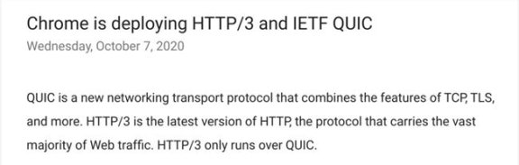 Chrome正在启用HTTP/3,支持IETF QUIC