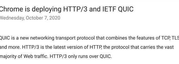 Chrome正在启用HTTP/3,支持IETF QUIC