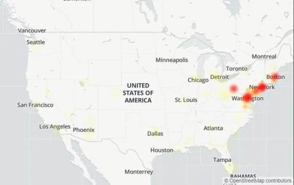 因光缆断掉，美国东海岸地区遭遇大范围的互联网故障