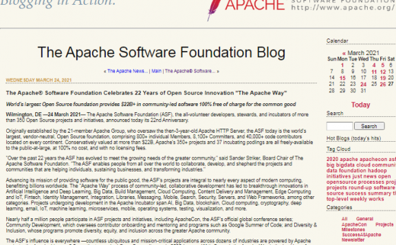 Apache软件基金会迎来22周年