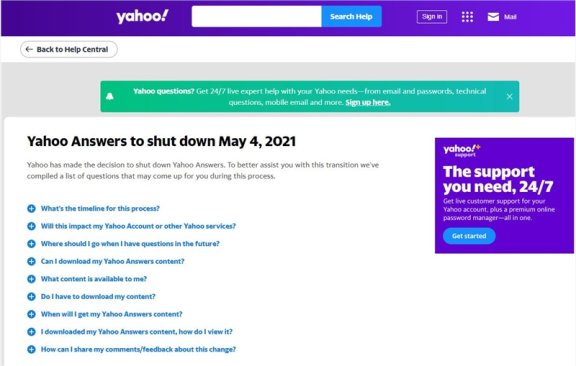 Yahoo旗下问答平台雅虎问答将于5月4日永久关闭 是运行最早的问答平台之一