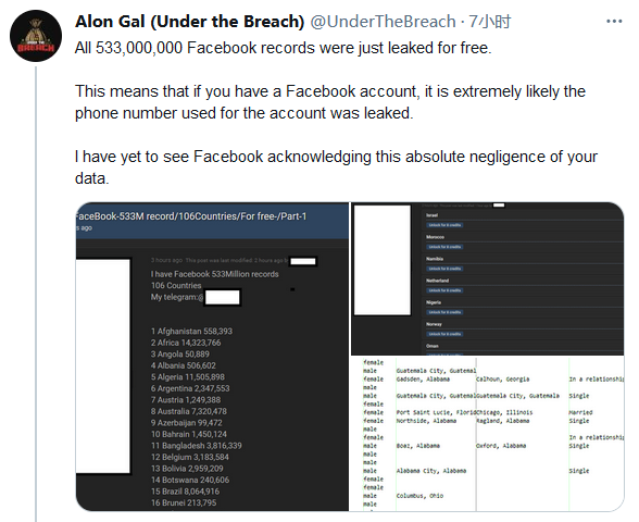 社交网络数据保护最大的失误之一:超5亿条Facebook账户记录泄露