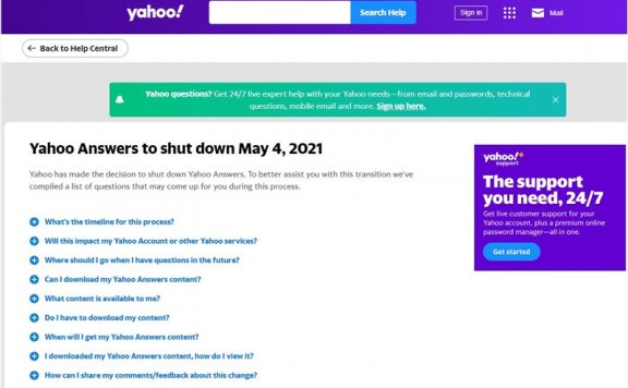 Yahoo旗下问答平台雅虎问答将于5月4日永久关闭 是运行最早的问答平台之一