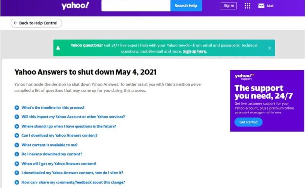 Yahoo旗下问答平台雅虎问答将于5月4日永久关闭 是运行最早的问答平台之一