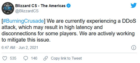 暴雪再次遭DDoS攻击 玩家可能面临高延时和断线现象