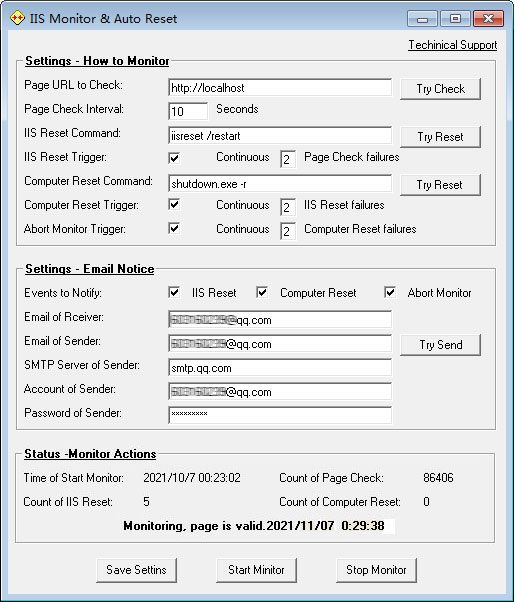 IISMonitor:可监测网页是否正常并自动重启IIS