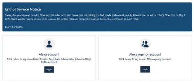 没落了!全球排名系统 Alexa Rank 网站将于 2022 年 5 月 1 日关闭