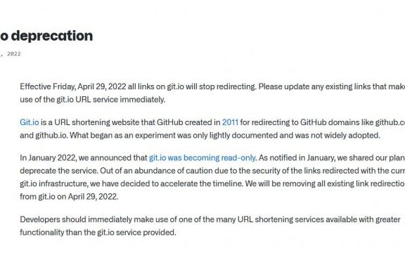 短链接服务git.io停止重定向