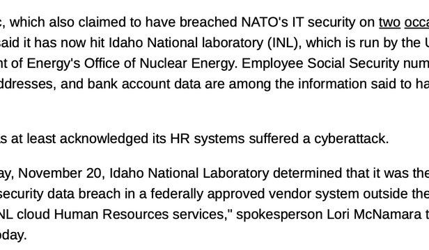 美国最大核能研究设施 INL 遭黑客组织 SiegedSec 入侵,要求制造“猫娘”