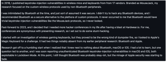 苹果iOS / macOS蓝牙键盘注入漏洞四个月未修复