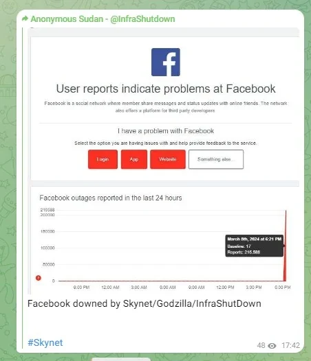 Facebook / Instagram 遭遇3 家黑客组织共同发起网络攻击导致宕机