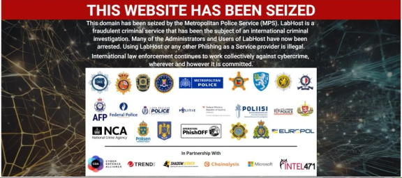 黑客平台钓鱼网站 LabHost被关， 37 名嫌犯被逮捕！