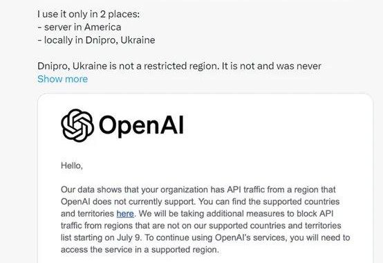 OpenAI 将停止国内API连接