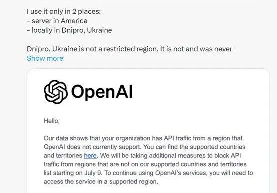 OpenAI 将停止国内API连接