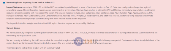 微软 Azure 美国服务崩了 54 个小时