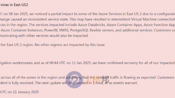 微软 Azure 美国服务崩了 54 个小时