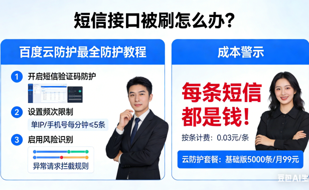 短信接口被刷怎么办?百度云防护最全防护教程,每条短信都是钱!