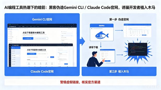 AI 编程工具热潮下的暗箭:黑客伪造 Gemini CLI / Claude Code 官网,诱骗开发者植入木马
