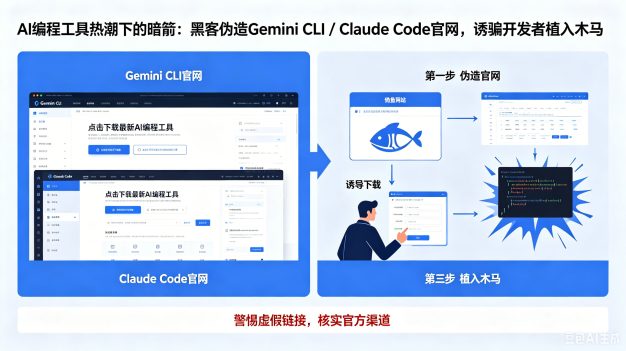 AI 编程工具热潮下的暗箭:黑客伪造 Gemini CLI / Claude Code 官网,诱骗开发者植入木马