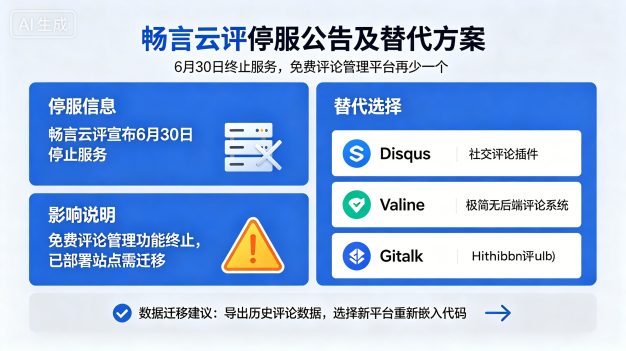 畅言云评宣布 6 月 30 日停服:又一个免费评论管理平台倒下,站长还有哪些替代选择?