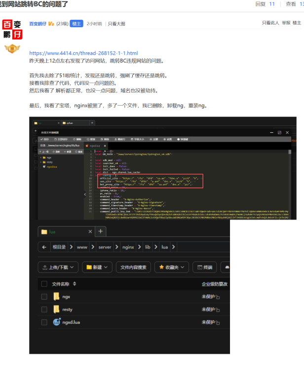 网站莫名跳转 BC 网站?宝塔面板 Nginx Lua 后门 ngxd.lua 深度分析与防护