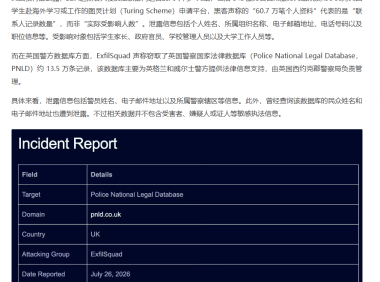英国教育部+警方数据库同日沦陷：ExfilSquad 一夜窃取 74 万条数据，站长必看