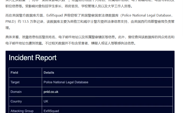 英国教育部+警方数据库同日沦陷：ExfilSquad 一夜窃取 74 万条数据，站长必看