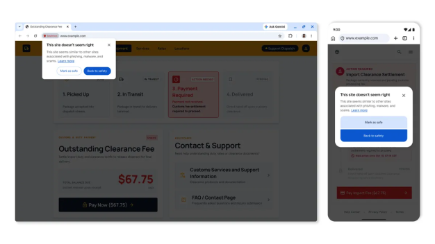 Chrome 将升级反诈骗:新增「可疑网站」分级提示,Gemini 上云识别假更新